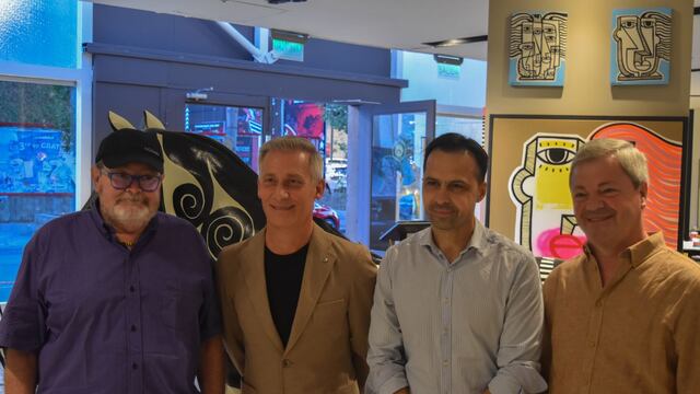 "Chema" Asturias, el autor, junto a Solans, Avilés y Boldrini.