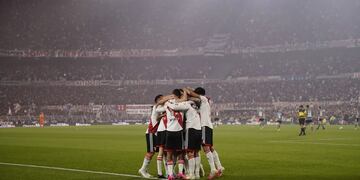 El festejo del primer gol del Millonario