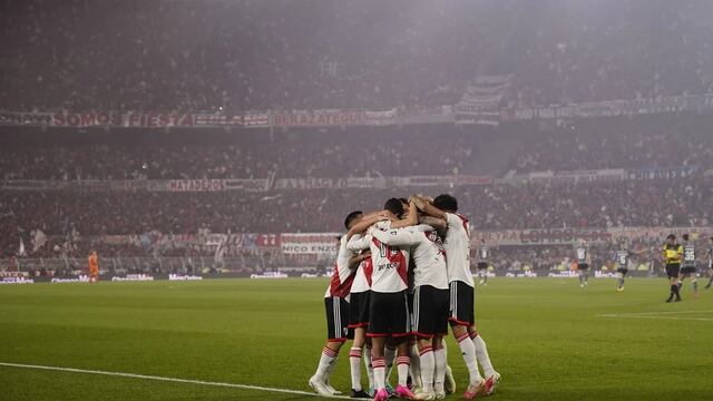 El festejo del primer gol del Millonario