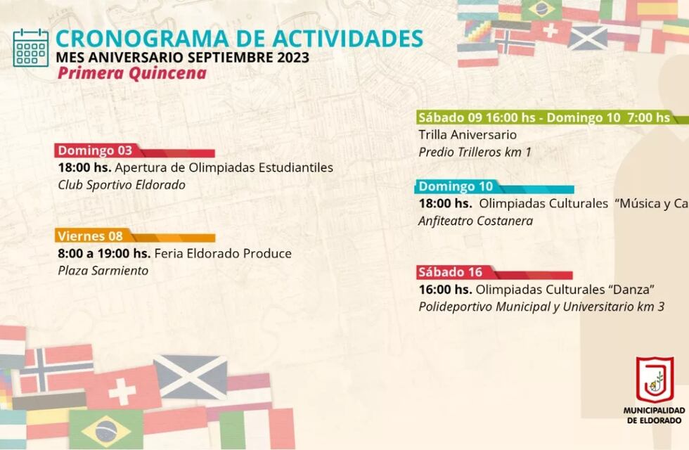 Preparan las actividades por el aniversario de Eldorado