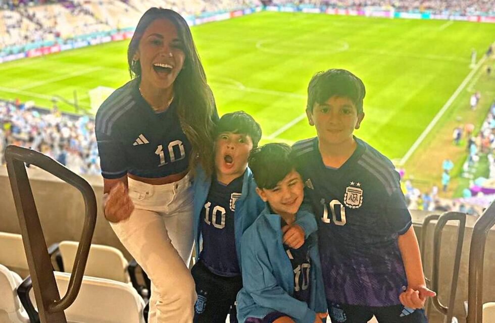 El festejo de Antonela Roccuzzo y sus hijos por la llegada de la Selección Argentina a la final