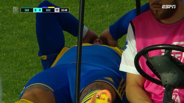 Marcos Rojo salió lesionado tras un fuerte golpe en la rodilla derecha. Preocupación en el mundo Boca. / Gentileza.