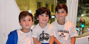 Thiago, Mateo y Ciro Messi. (@antonelaroccuzzo)