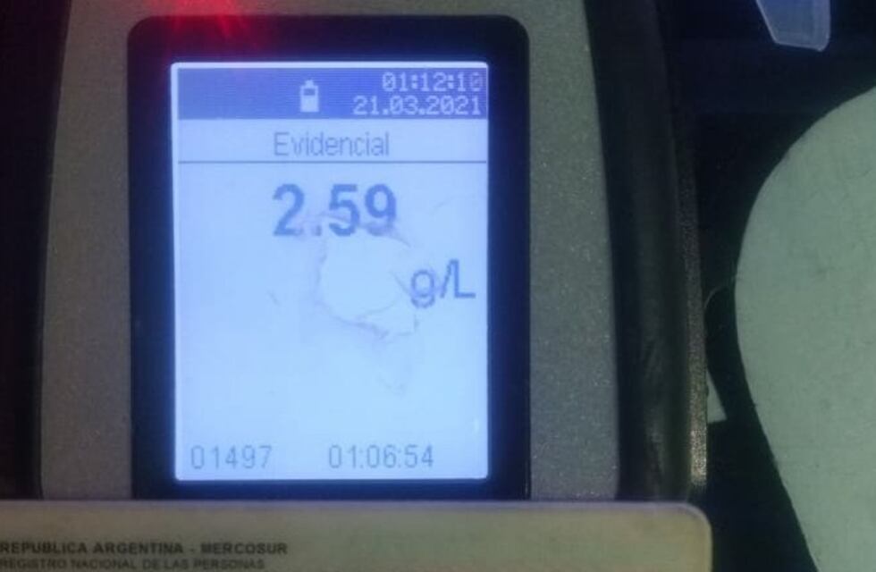 Venía por la ruta 70 y tenia 2.59 gr. de alcohol en sangre
