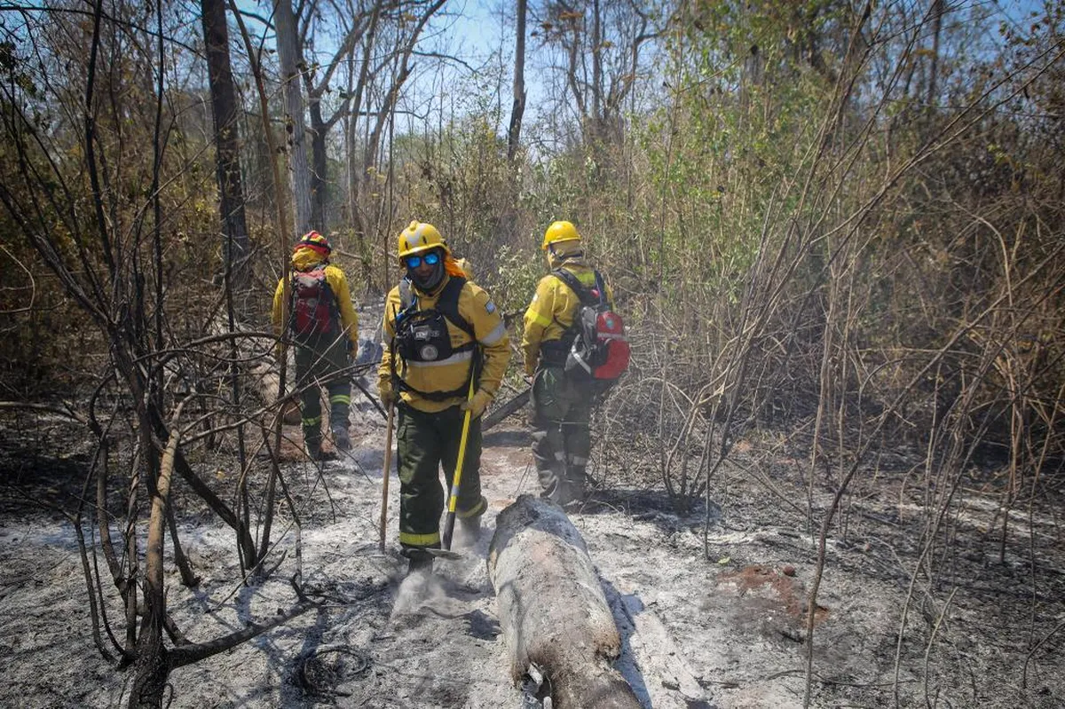 Varias decenas de brigadistas trabajan denodadamente para apagar los focos que aún persisten en la zona de las Yungas jujeñas. En menos de una semana el fuego afectó más de seis mil hectáreas.
