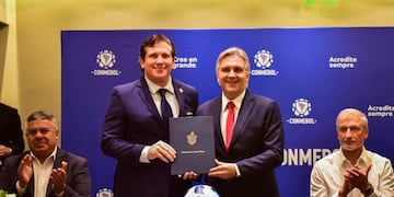 Martín Llaryora, anfitrión con Córdoba de la final de Copa Sudamericana. (Prensa Municipalidad).