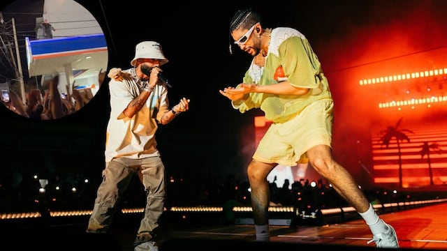 Bad Bunny y Arcángel sorprendieron a sus fans con un concierto sobre el techo de una estación de servicio
