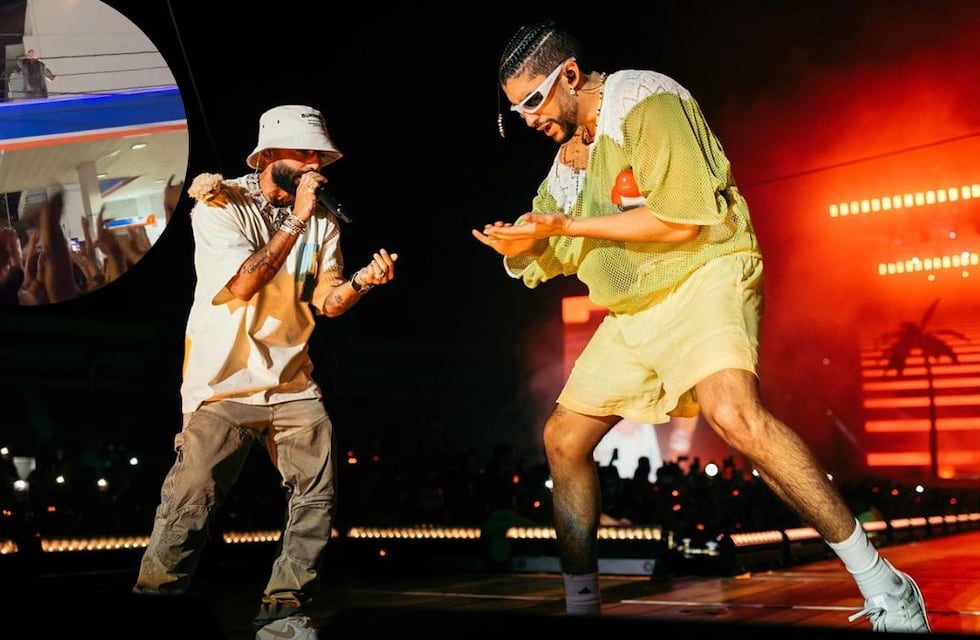 Bad Bunny y Arcángel sorprendieron a sus fans con un concierto sobre el techo de una estación de servicio