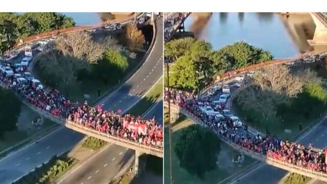 Festejos de los hinchas de Colón a tres días del título (Captura video).