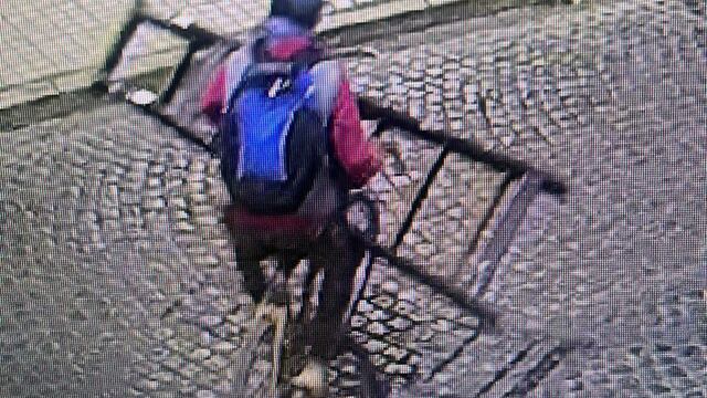 Con una escalera por pleno centro rafaelino