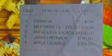 El ticket le cayó pesado al que pagó el almuerzo, en el Cuadrado (captura de pantalla).