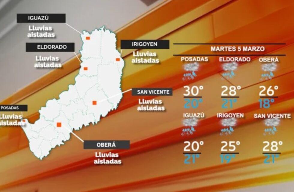 Continúa la inestabilidad en Misiones, con posibles lluvias y tormentas para este martes