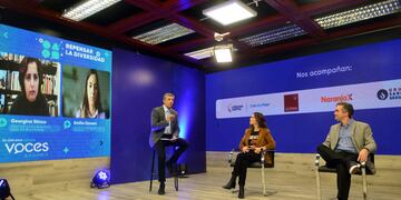 Conversación. Celeste Torresi, directora de Cultura de Santex; Juan Manuel Martínez, de la Unión Industrial de Córdoba; Georgina Sticco, directora de Grow-Género y Trabajo; y Emilia Ganem, de Naranja X. (Nicolás Bravo/La Voz)