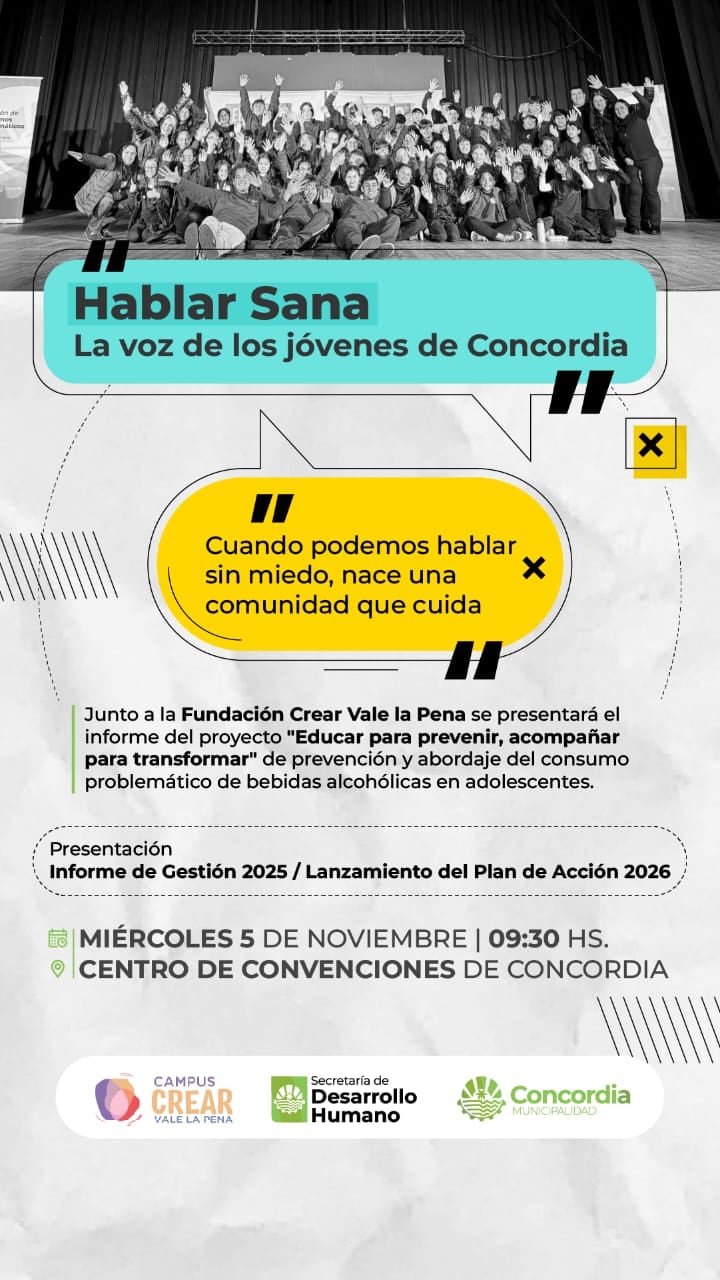 El diagnóstico de 4.600 jóvenes de Concordia impulsa una nueva agenda de salud mental y bienestar juvenil