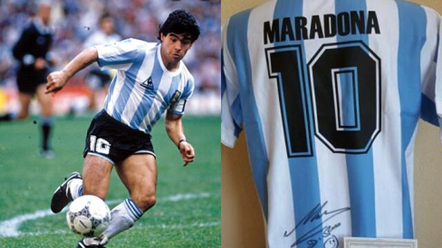 La remera del 86 con la firma de Diego, una verdadera reliquia.