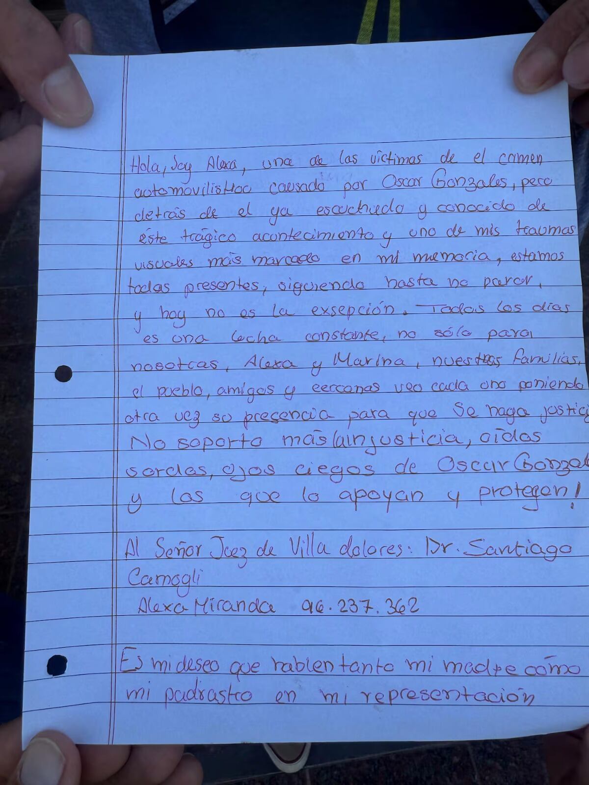 La dolorosa carta de la adolescente que quedó parapléjica por la tragedia de las Altas Cumbres.