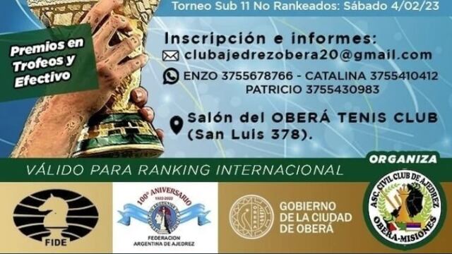 En febrero llega a Oberá un campeonato de ajedrez internacional