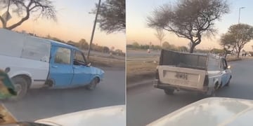 El R12 con la caja de carga de una Saveiro, el desafío automotriz que circula en Mendoza.