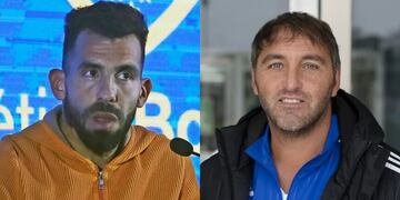 Peleados: Carlos Tévez y el "Chapa" Retegui no se pusieron de acuerdo para formar una dupla técnica.
