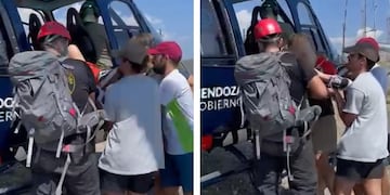 La patrulla de rescate procede a trasladar a los heridos en el Cerro Arco. Gentileza