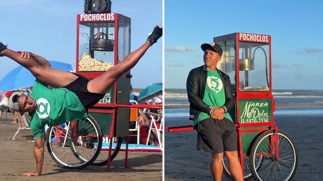 Quién es Facu Chocobar, el pochoclero bailarín que causa furor en las playas de la Costa Atlántica.