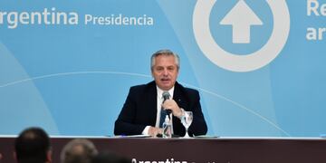 Alberto Fernández en Casa rosada durante un acto. (Foto: Federico López Claro)