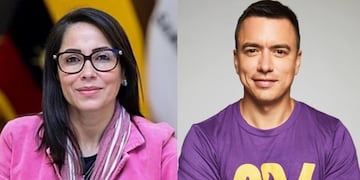 Luisa González, candidata del movimiento "Revolución Ciudadana" y Daniel Noboa, candidato de la "Alianza Acción por la Democracia". Foto. Flickr / Daniel Noboa en Facebook