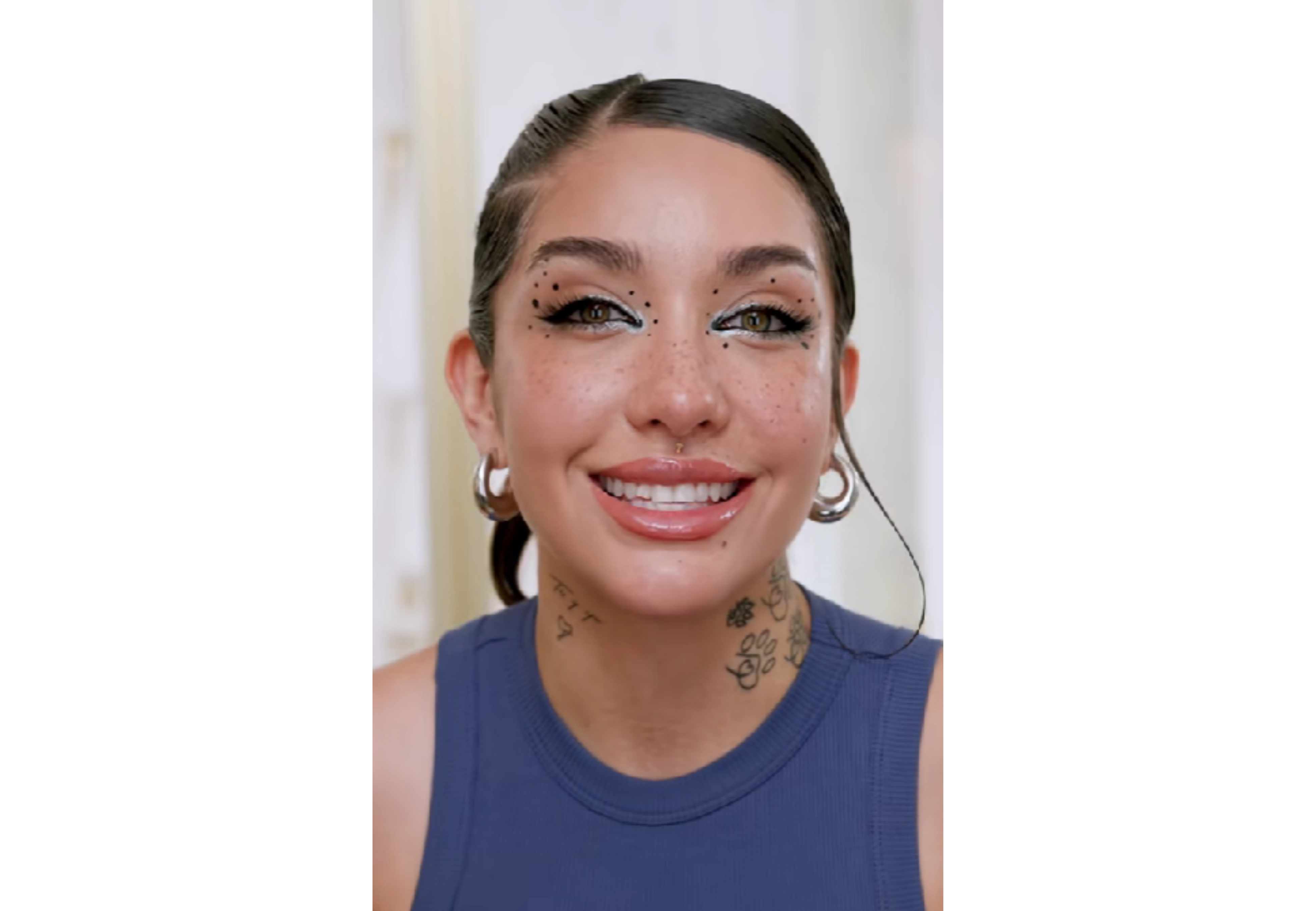 Así quedó el maquillaje de María.