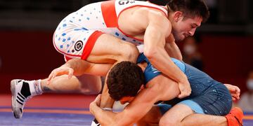 Agustín Destribats en Tokio 2020. El cordobés no pudo contra el cuarto favorito del torneo. (Foto: Jack Guez/AFP)