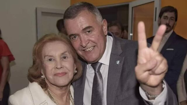 Gobernandor Osvaldo Jaldo junto a Olijela Rivas.