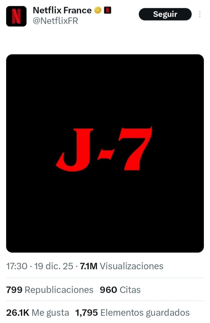 La publicación de Netflix Francia que despertó sospechas.