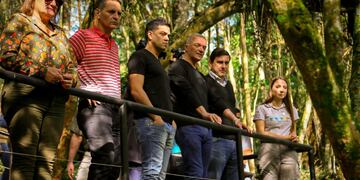 Autoridades recorriendo el Parque: Carlos Arce (vicegobernador de Misiones), Fabio Martínez (intendente de Eldorado) y Candelaria Nolde (dir. de Turismo de Eldorado)