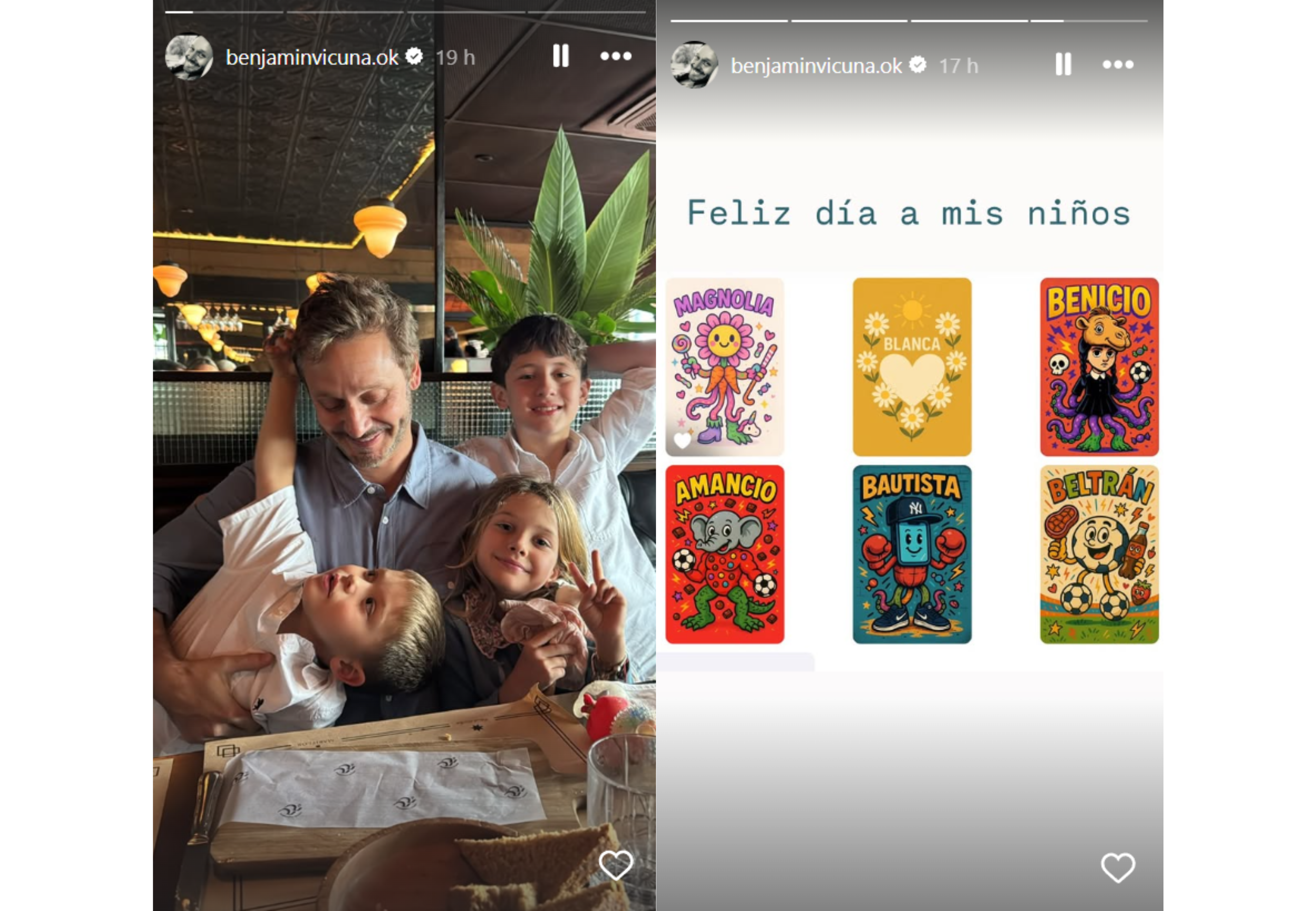 Las fotos que compartió Benjamín Vicuña.