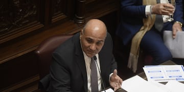 El jefe de Gabinete, Juan Manzur, durante su presentación en el Senado. Foto: Federico López Claro.