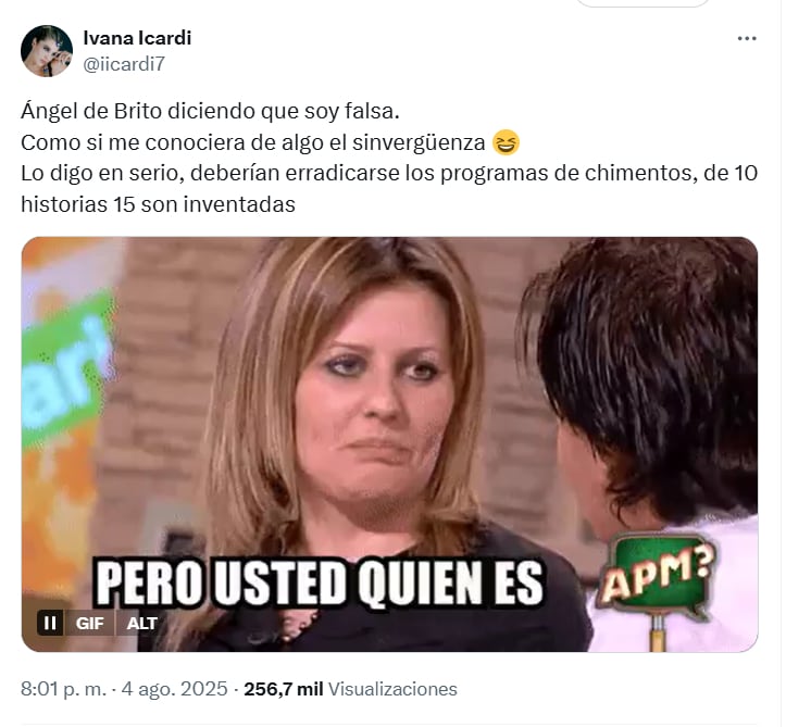 El cruce entre Ángel de Brito e Ivana Icardi en X.