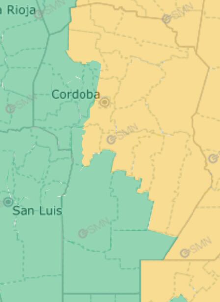 Dónde rige alerta amarilla por fuertes vientos en Córdoba este sábado 27 de septiembre.