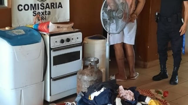 Secuestraron en poder del acusado un lavarropas, un ventilador, un secarropas, una cocina y una garrafa, entre otras cosas.