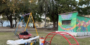 Trabajos de mantenimiento en la Plaza de la Paz