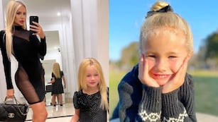 Matilda, la hija de Luciana Salazar, fue a un cumple con un vestido rojo con un abrigo animal print y abrió debate en Instagram.