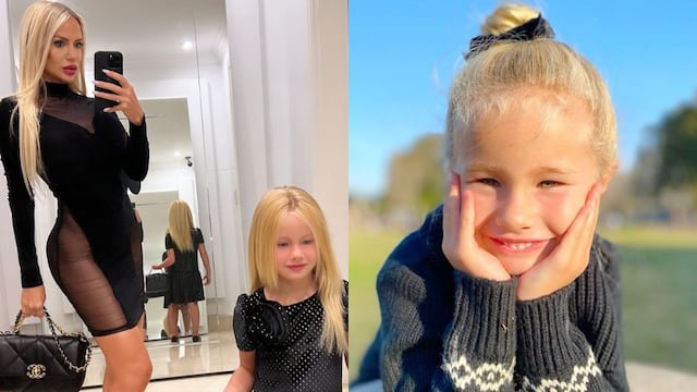 Matilda, la hija de Luciana Salazar, fue a un cumple con un vestido rojo con un abrigo animal print y abrió debate en Instagram.