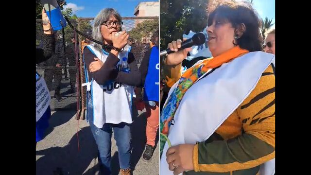 Mercedes Sosa, del CEDEMS, y Silvia Vélez, de la ADEP, encabezaron la jornada de protesta de los docentes en Jujuy.