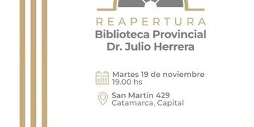 Este martes se realizará la reapertura de la Biblioteca provincial.