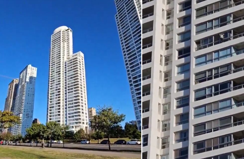 Sin protección ni miedo: se trepó a trabajar al piso 19 de una Torre Maui en Rosario