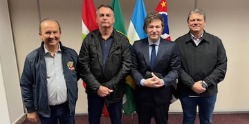Cumbre. Javier Milei se reunió con el gobernador de San Pablo, el de Santa Catarina y con Jair Bolsonaro. (Vocería)
