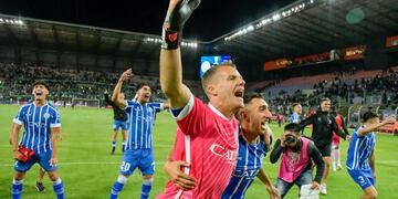 El festejo del Tomba con el capitán, el Ruso Rodríguez.