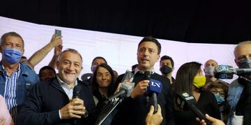 Luis Juez y Rodrigo de Loredo, fórmula ganadora de Juntos por el Cambio en Córdoba. (Facundo Luque)