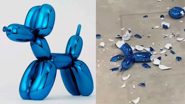 Para fortuna de la mujer, la escultura se encuentra asegurada y no deberá pagar por ella. Foto: Jeff Koons Studio / Captura video.