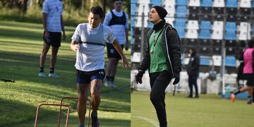 Luis Miguel Rodríguez (izq.) no está al 100% físicamente y podría faltar en el once titular de Gimnasia de Jujuy. Matías Módolo (der.), entrenador del "Lobo" jujeño, esperará al "Pulga" hasta último momento.