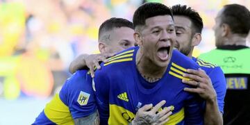 El festejo de Marcos Rojo, autor del 1 a 0 de Boca sobre Tigre.