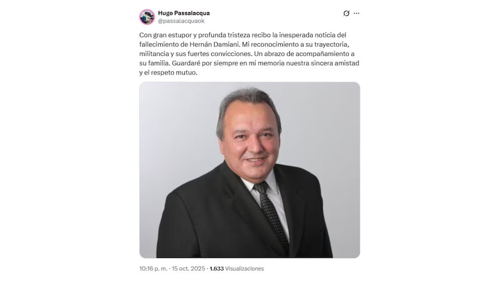 El comunicado del gobernador de Misiones por la muerte de Hernán Damiani